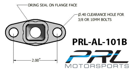 PRL Motorsports T3/T4 ターボ -10AN ポート付きオイルドレンフランジ スタンダード