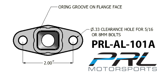 PRL Motorsports T3/T4 ターボ -10AN ポート付きオイルドレンフランジ スタンダード