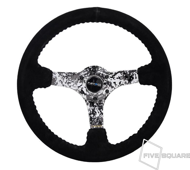 NRG Innovations 350mm ソリッドスポークディープディッシュステアリングホイール - スエード