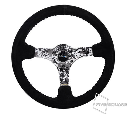 NRG Innovations 350mm ソリッドスポークディープディッシュステアリングホイール - スエード