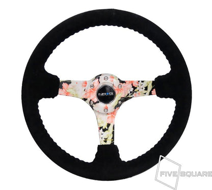 NRG Innovations 350mm ソリッドスポークディープディッシュステアリングホイール - スエード