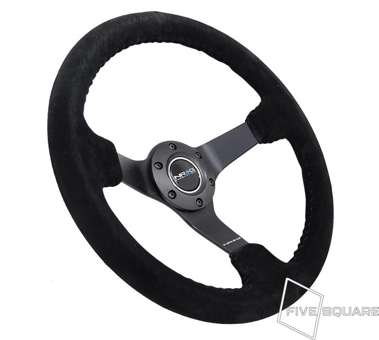NRG Innovations 350mm ソリッドスポークディープディッシュステアリングホイール - スエード