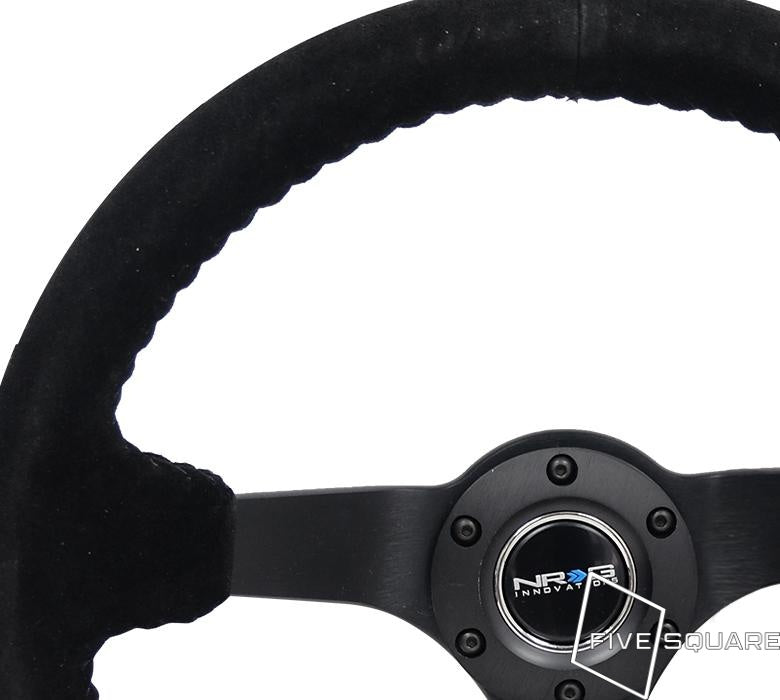 NRG Innovations 350mm ソリッドスポークディープディッシュステアリングホイール - スエード