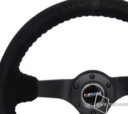 NRG Innovations 350mm ソリッドスポークディープディッシュステアリングホイール - スエード