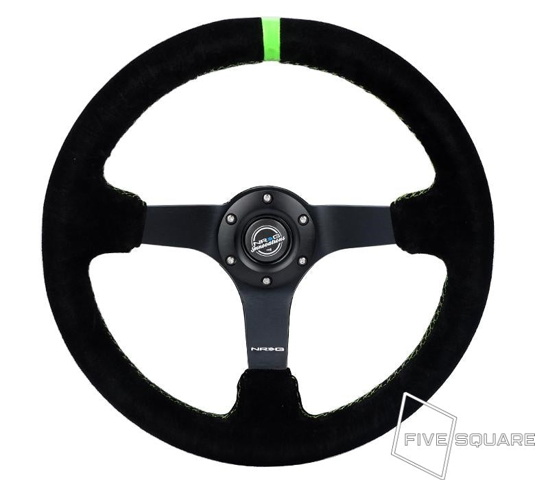 NRG Innovations 350mm ソリッドスポークディープディッシュステアリングホイール - スエード