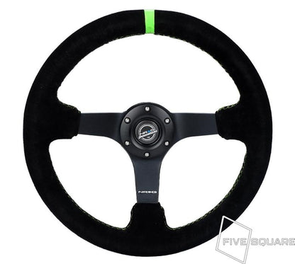 NRG Innovations 350mm ソリッドスポークディープディッシュステアリングホイール - スエード