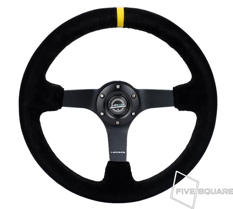 NRG Innovations 350mm ソリッドスポークディープディッシュステアリングホイール - スエード
