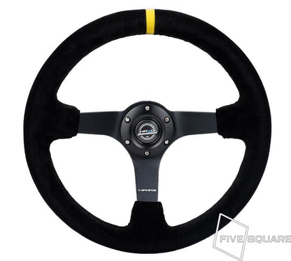 NRG Innovations 350mm ソリッドスポークディープディッシュステアリングホイール - スエード