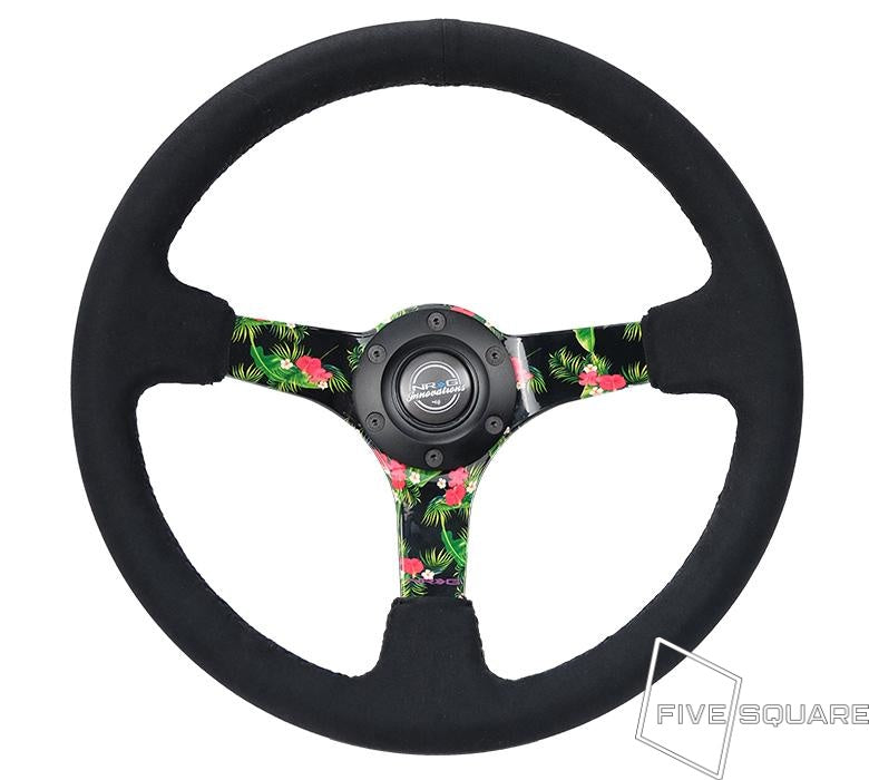 NRG Innovations 350mm ソリッドスポークディープディッシュステアリングホイール - スエード