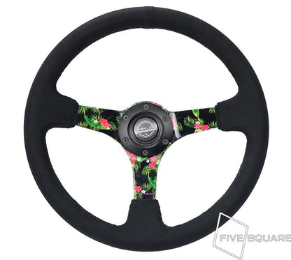 NRG Innovations 350mm ソリッドスポークディープディッシュステアリングホイール - スエード